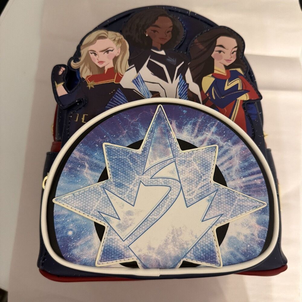 Loungefly Marvel Studios' The Marvels Group Mini Backpack Glow-In-The-Dark NWT!!